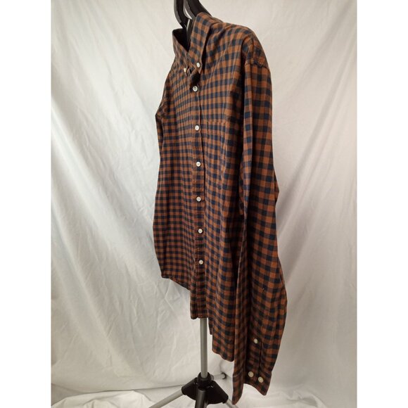 Goodfellow and Co. Men's Brown Navy Plaid Button Down Shirt Size XXL - Picture 2 of 6
